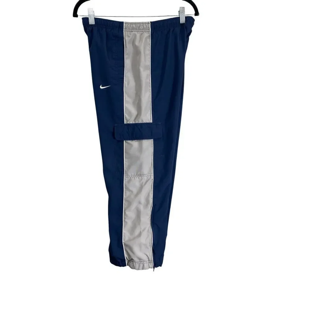 Nike Boys Blue & Gray Track Pants – Size Medium (10-12) – Y2K Vintage Style